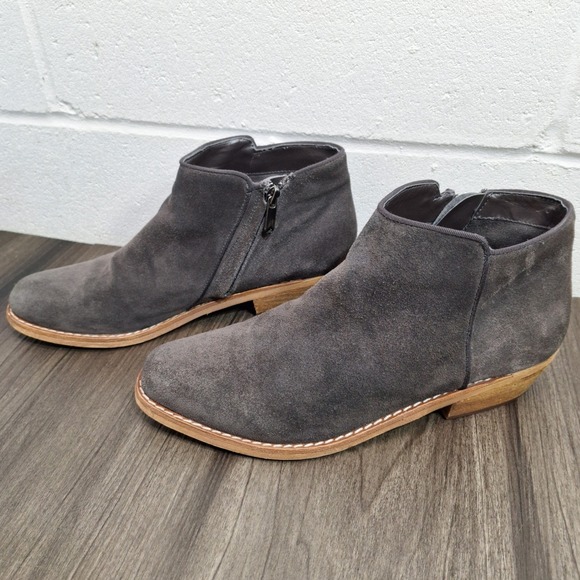 Sam Edelman Western Mercer Grey Suede Boots Side Zip Stacked Heel Women's 9.5M - Picture 4 of 10